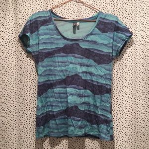 Ibex M merino wool tee shirt mountains water print